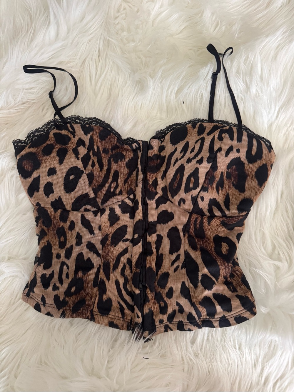 Windsor Leopard Corset Crop Top Sz: L